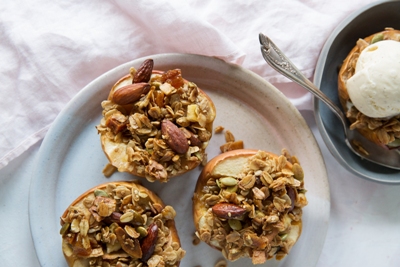 Baked Apples with Ginger Granola