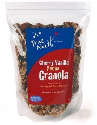 cherry vanilla pecan granola bag, front