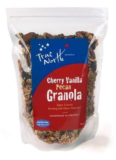 cherry vanilla pecan granola bag, front