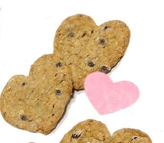 Granola Chocolate Chip Cookies and a pink paper heart