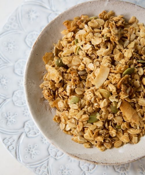 A bowl of Maple Vanilla Granola